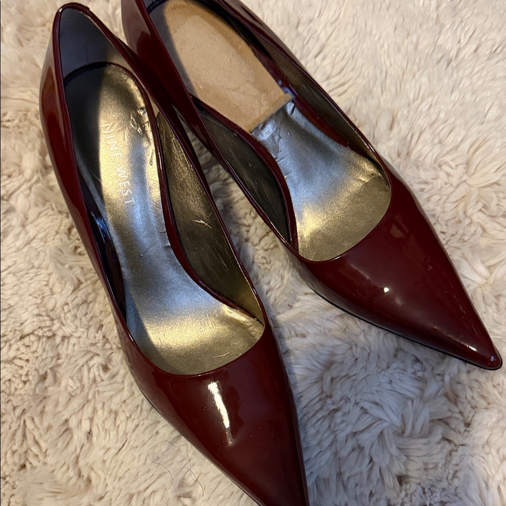 Nine West Dark Red Patent Heels
